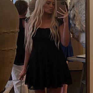 Black Lace Sleeve Mini Dress